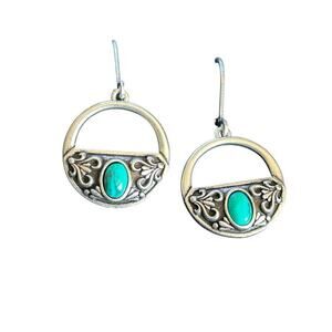Montana Silversmiths Treasured Embrace Dangle Earrings Turquoise Silver Western